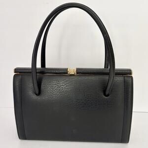 Women’s Purse Black Leather Brass Handbag Made In England